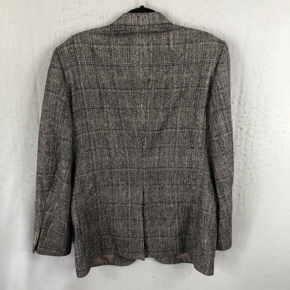Vintage  MW Blazer Mens 41R Black White Glenn Plaid 100% Silk Jacket Sport Coat - Picture 2 of 16
